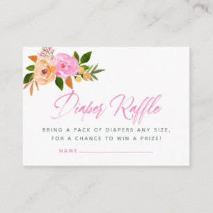 Carte D'accompagnement Aquarelle rose Baby shower floral Barreau Raffin