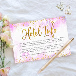 Carte D'accompagnement Aquarelle rose bat mitzvah feuille or info de l'hô<br><div class="desc">Soyez fier, réjouissez-vous et présentez cette étape importante de votre Bat mitzvah préféré ! Inclure ce superbe encart moderne et personnalisé pour plus d'informations sur l'hôtel à votre événement, avec des faux feuillages or brillant et des points de parties scintillant et un script de typographie contre un arrière - plan...</div>