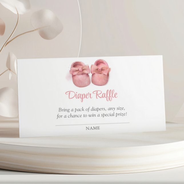 Carte D'accompagnement Aquarelle rose Chaussures Baby shower Déchets Raff (Créateur téléchargé)