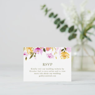Carte D'accompagnement Aquarelle rose élégant Mariage floral RSVP QR