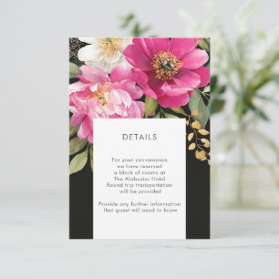 Carte D'accompagnement Aquarelle rose et blanc Peony Détails floraux