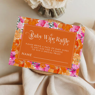 Carte D'accompagnement Aquarelle rose et orange Floral Baby Wipe Raffle