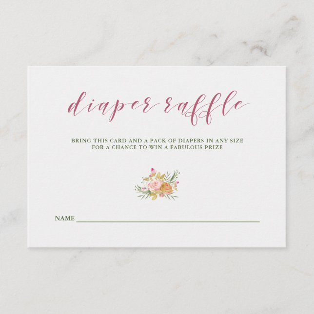 Carte D'accompagnement Aquarelle rose fleur | Baby shower Déchets (Devant)