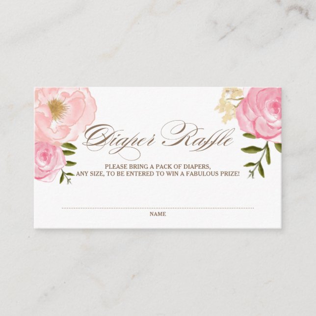 Carte D'accompagnement Aquarelle rose Fleurs Baby shower Déchets Raffle (Devant)