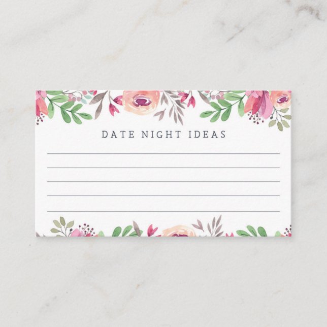 Carte D'accompagnement Aquarelle rose Floral Date Nuit Idées (Devant)
