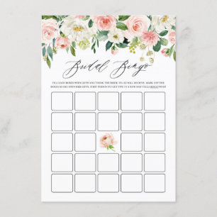 Carte D'accompagnement Aquarelle rose Floral Garland Fête des mariées Bin