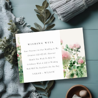 Carte D'accompagnement Aquarelle rose Floral Jardin Mariage bien désir