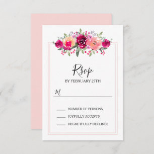 Carte D'accompagnement Aquarelle Rose Floral Mariage Réception