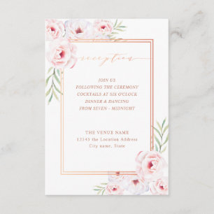 Carte D'accompagnement Aquarelle rose Floral Rose Gold Mariage Réception