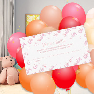 Carte D'accompagnement Aquarelle rose Oh Baby Diaper Raffle