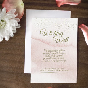 Carte D'accompagnement Aquarelle rose Or Type Mariage Wishing well