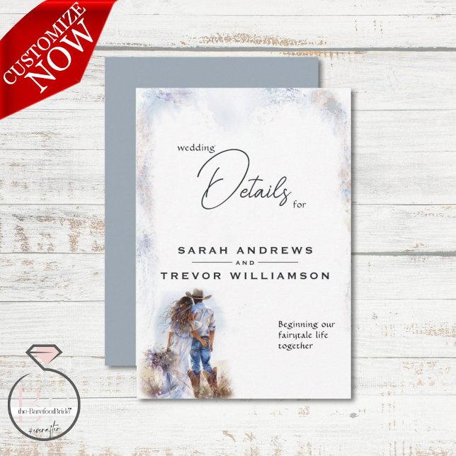 Carte D'accompagnement Aquarelle Russe Cowboy Mariage (Créateur téléchargé)