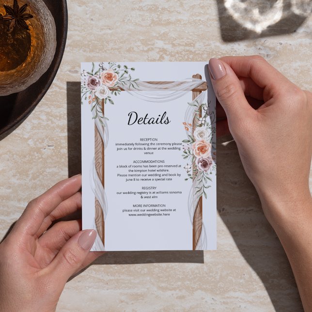 Carte D'accompagnement Aquarelle Rustique Boho Arch Mariage Floral (Créateur téléchargé)