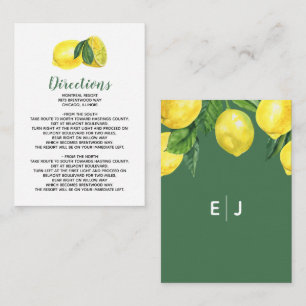 Carte D'accompagnement Aquarelle rustique Citrus Lemon Mariage