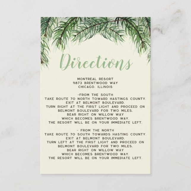 Carte D'accompagnement Aquarelle rustique Mariage de pin de la forêt d'hi (Devant)