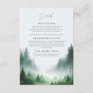 Carte D'accompagnement Aquarelle rustique Mariage Destin de forêt verte