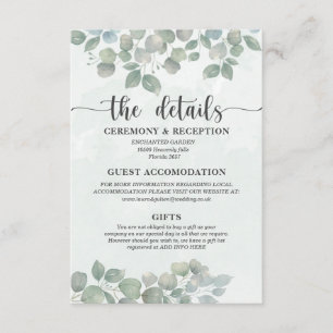 Carte D'accompagnement Aquarelle rustique Verdure Informations clients