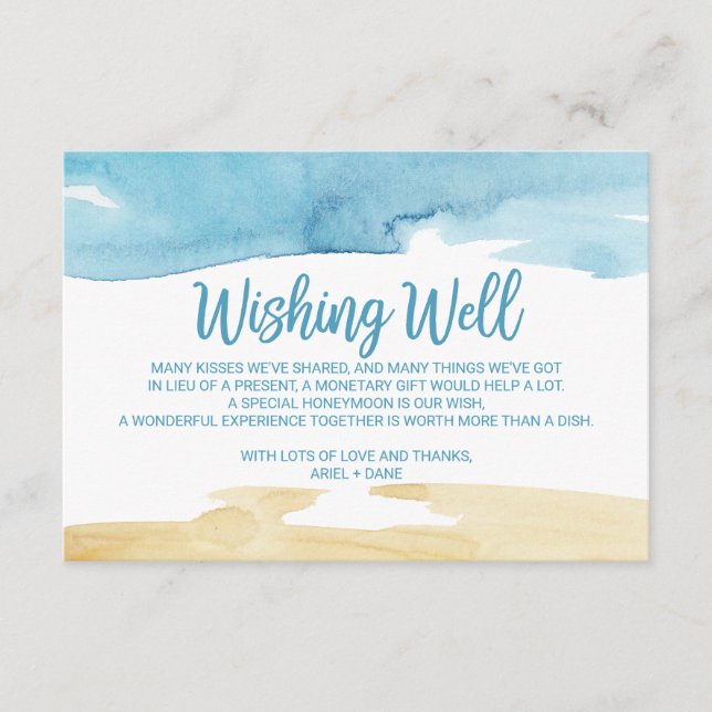 Carte D'accompagnement Aquarelle Sable et Mariage de mer Wishing well (Devant)