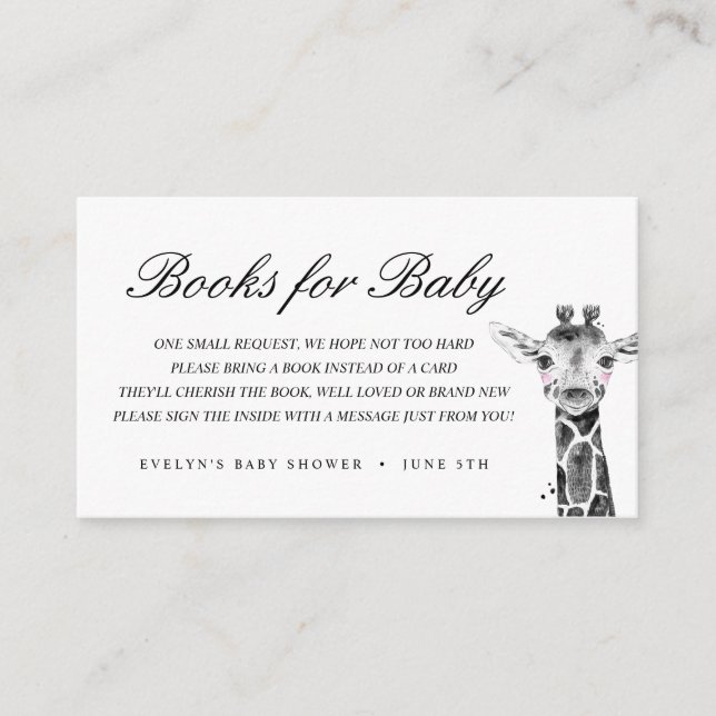 Carte D'accompagnement Aquarelle Safari Animaux | Livres pour bébé (Devant)