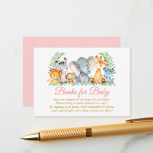 Carte D'accompagnement Aquarelle Safari Animaux Pink Gold Livres pour béb