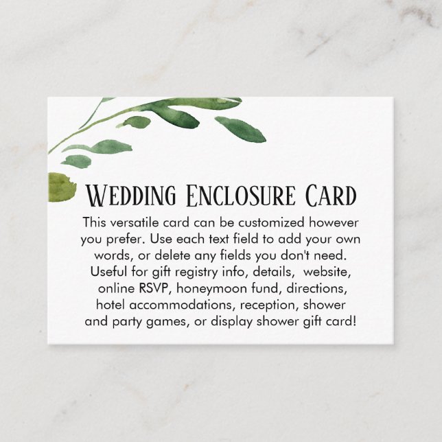 Carte D'accompagnement Aquarelle simple Verdure do-it-yourself Mariage pe (Devant)