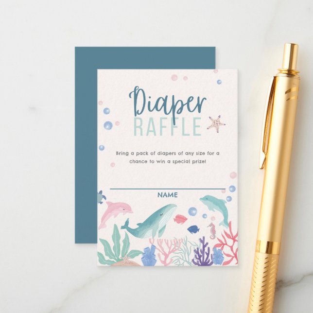 Carte D'accompagnement Aquarelle sous le Baby shower de jauge de couches  (Devant/Arrière en situation)