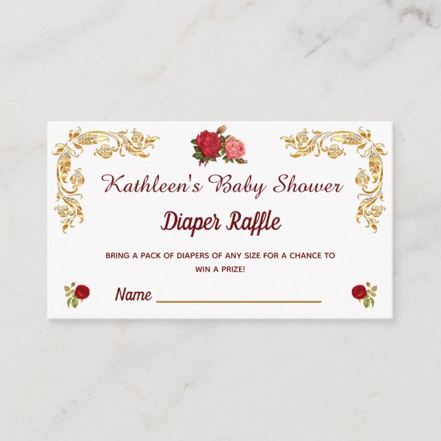 Carte D'accompagnement Aquarelle Stylish Floral Diaper Tickets En (Devant)