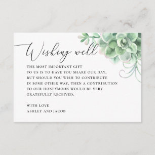 Carte D'accompagnement Aquarelle succulents désirant bien. Mariage Cactus