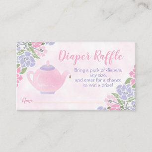 Carte D'accompagnement Aquarelle Teapot Baby shower Déchets Raffle Ticket