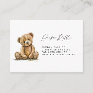 Carte D'accompagnement Aquarelle Teddy Baby shower Déchets Raffin