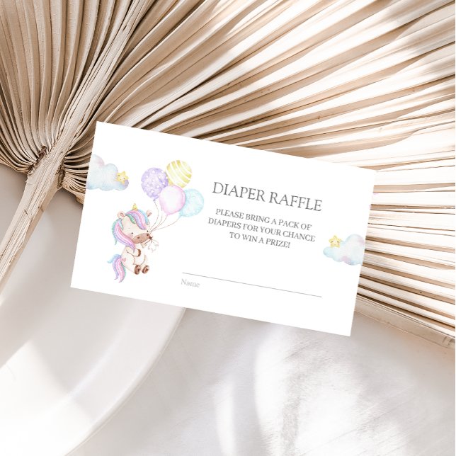 Carte D'accompagnement Aquarelle Unicorne avec Baloons Déchets Raffle E (Créateur téléchargé)