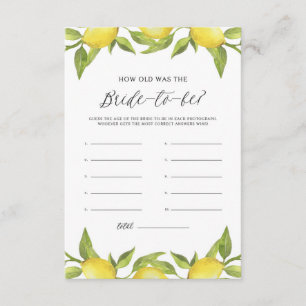 Carte D'accompagnement Aquarelle Vert citron Quel âge avait la mariée