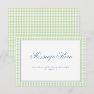 Carte D'accompagnement Aquarelle vert et blanc En vichy Mariage