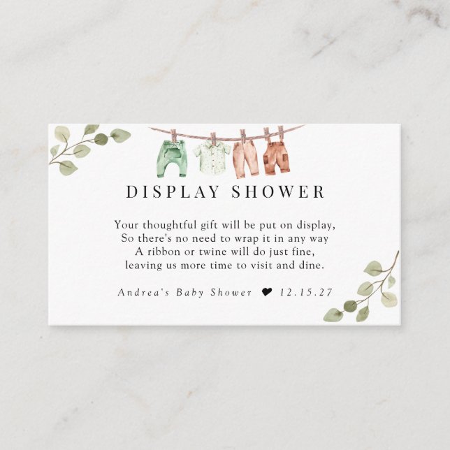 Carte D'accompagnement Aquarelle Vêtements bébé | Boho Boy Display Show (Devant)