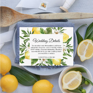 Carte D'accompagnement Aquarelle vintage Citrons jaunes et cadre feuille