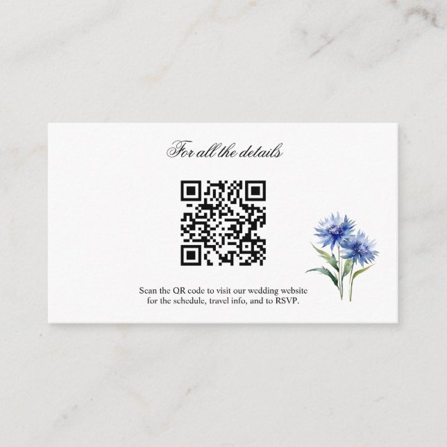 Carte D'accompagnement Aquarelle violet Cornflower Fleur sauvage Mariage  (Devant)