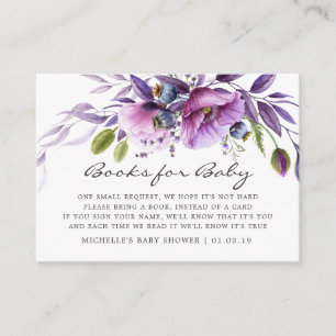 Carte D'accompagnement Aquarelle Violet Floral Baby shower Demande de rés