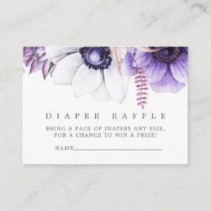 Carte D'accompagnement Aquarelle violet poussiéreuse Floral Babal Diaper