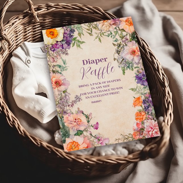 Carte D'accompagnement Aquarelle Whimsical Diapper Raffin Floral (Créateur téléchargé)