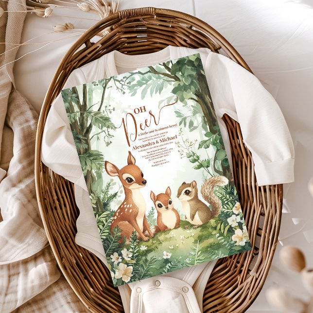 Carte D'accompagnement Aquarelle Woodland Oh Deer (Créateur téléchargé)