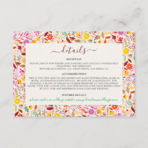 Carte D'accompagnement Aquarelles vives Fleurs de tulipe d'été Mariage