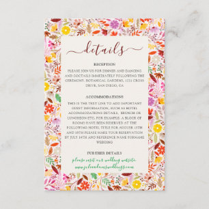 Carte D'accompagnement Aquarelles vives Fleurs de tulipe d'été Mariage