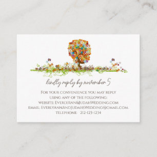 Carte D'accompagnement Arbre d'amour à fleurs multicolores RSVP