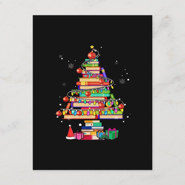 Carte D'accompagnement Arbre de la bibliothèque de joyeux Noël (Devant)