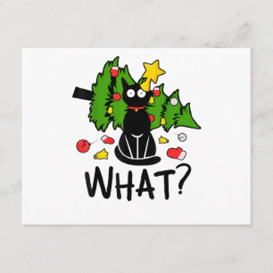 Carte D'accompagnement Arbre de Noël drôle de chat noir Noël joyeux Santa