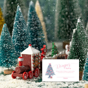 Carte D'accompagnement Arbre de Noël Ruban Rose Fête de Bébé Lancer de Co