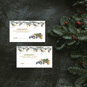 Carte D'accompagnement Arbre de Noël Tracteur Ours Couche Bébé Loterie Ba