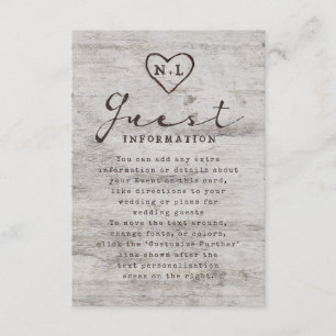 Carte D'accompagnement Arbre rustique Informations sur le Mariage de l'Ar