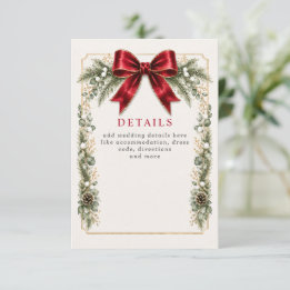 Carte D'accompagnement Arc Botanique Floral Hiver Noël Mariage Rouge
