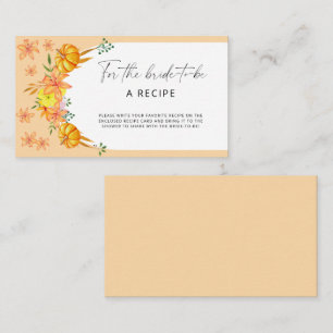 Carte D'accompagnement Arc citrouille Recette pour la mariée à être